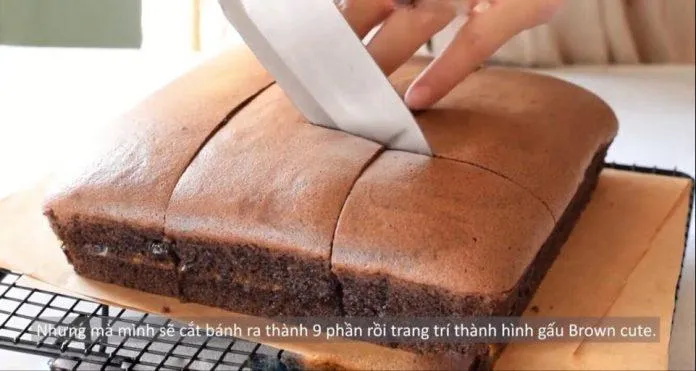 Cách làm bánh castella chocolate Đài Loan hình gấu Brown siêu cưng