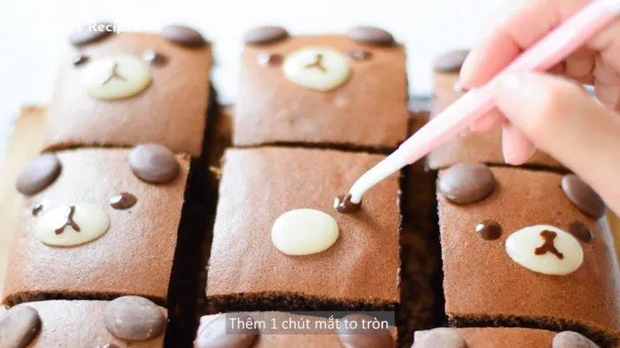 Cách làm bánh castella chocolate Đài Loan hình gấu Brown siêu cưng