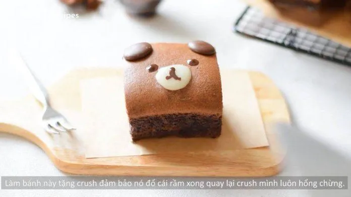 Cách làm bánh castella chocolate Đài Loan hình gấu Brown siêu cưng