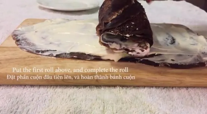 Cách làm bánh Crepe socola ngàn lớp cuộn kem cực hấp dẫn