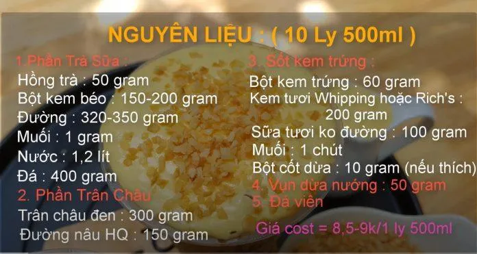 Công thức làm Trà Sữa Kem Trứng Dừa Nướng kực kỳ đơn giản!