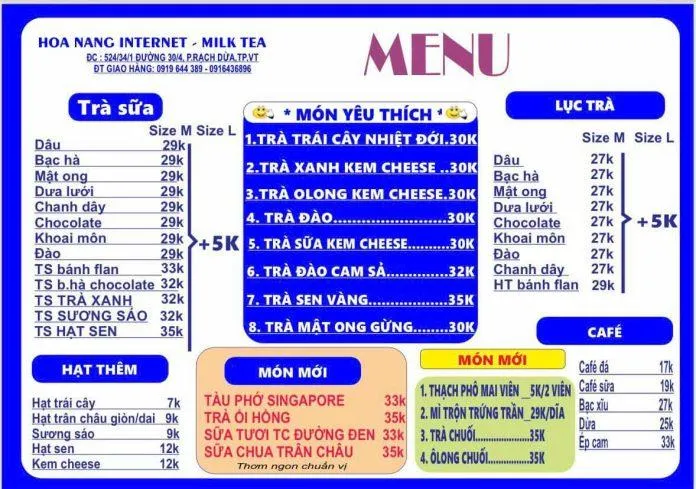 Trà sữa Hoa Nắng – Hương vị trà sữa độc đáo tại Thành phố biển Vũng Tàu